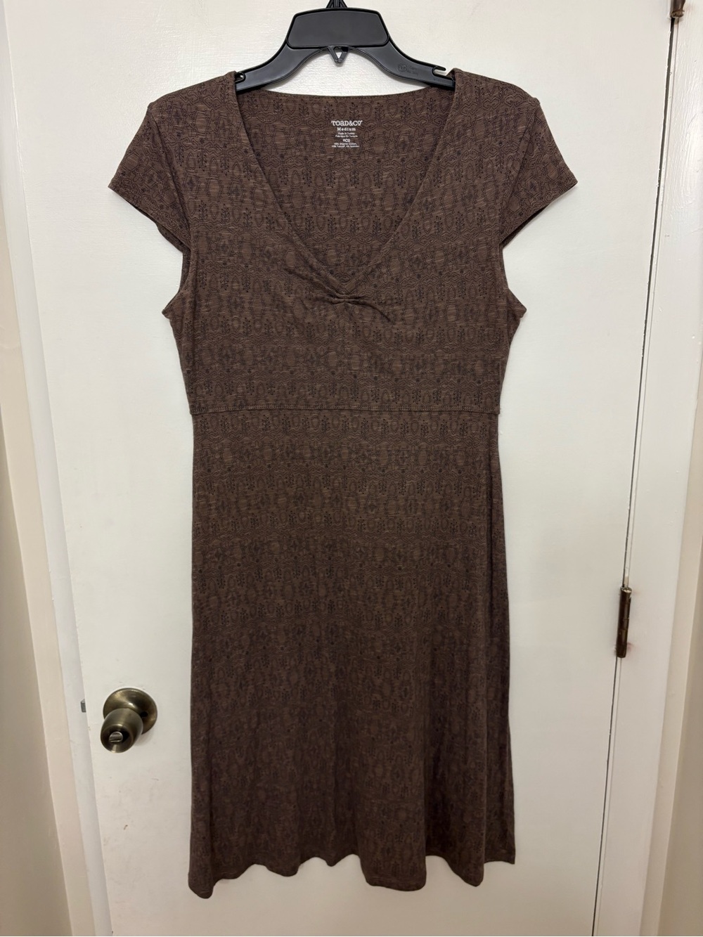 Toad&Co Rosemarie Dress Brown Geometric Print Cap Sleeve A-Line Medium
